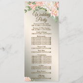 ウェルカムウェディングパーティーウォーターカラーピーチフラワー プログラム (裏面)