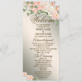 ウェルカムウェディングパーティーウォーターカラーピーチフラワー プログラム (正面/裏面)