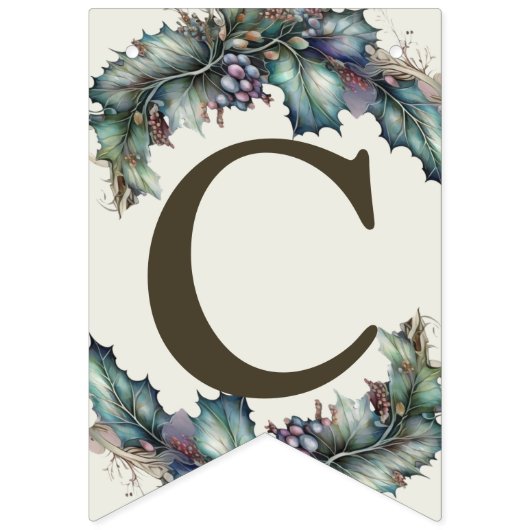 ウェルカムウェディングパーティーグリーンパープル葉エレガント バンティングフラッグ (第1の旗)