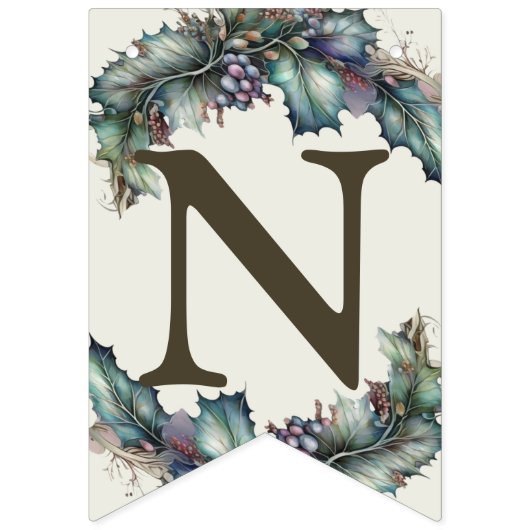 ウェルカムウェディングパーティーグリーンパープル葉エレガント バンティングフラッグ (第3の旗)