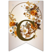 ウェルカムウェディングパーティーゴールデンオレンジ白い花 バンティングフラッグ (第1の旗)