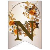 ウェルカムウェディングパーティーゴールデンオレンジ白い花 バンティングフラッグ (第3の旗)