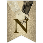 ウェルカムウェディングパーティーゴールデングリッター新郎新婦 バンティングフラッグ (第3の旗)