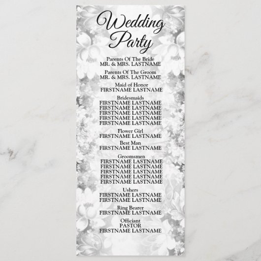 ウェルカムウェディングパーティーシルバーエレガントフローラ プログラム (裏面)