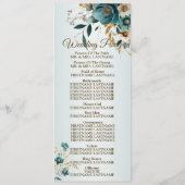 ウェルカムウェディングパーティーターコイズフラワー離れ金ゴールド プログラム (裏面)