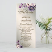 ウェルカムウェディングパーティーパープルピンクの花が金色 プログラム (スタンド正面)