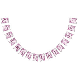 ウェルカムウェディングパーティーピンクエレガントの花モダン バンティングフラッグ