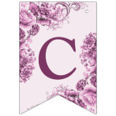 ウェルカムウェディングパーティーピンクエレガントの花モダン バンティングフラッグ (第1の旗)