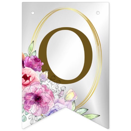 ウェルカムウェディングパーティーピンクカラフルフローラゴールデン バンティングフラッグ (第2の旗)