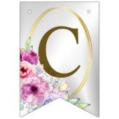 ウェルカムウェディングパーティーピンクカラフルフローラゴールデン バンティングフラッグ (第1の旗)