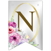 ウェルカムウェディングパーティーピンクカラフルフローラゴールデン バンティングフラッグ (第3の旗)