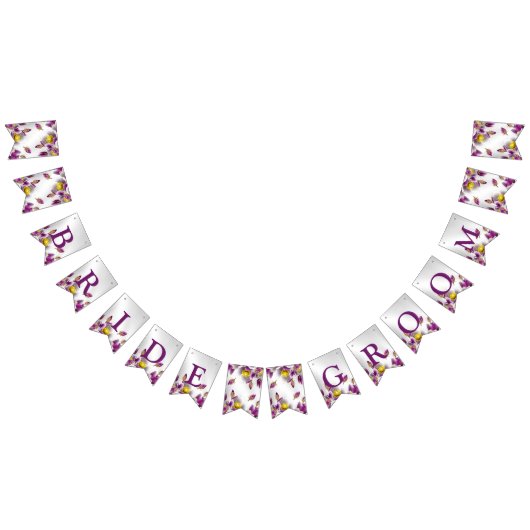 ウェルカムウェディングパーティーピンクパープルシルバーエレガント バンティングフラッグ (全)
