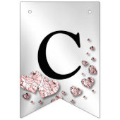 ウェルカムウェディングパーティーピンクピーチシャイニーハート バンティングフラッグ (第1の旗)