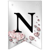 ウェルカムウェディングパーティーピンクピーチシャイニーハート バンティングフラッグ (第3の旗)