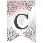 ウェルカムウェディングパーティーピンクフラワーズシルバーエレガント バンティングフラッグ (第1の旗)