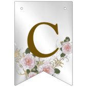 ウェルカムウェディングパーティーピンクフローラシルバーエレガント バンティングフラッグ (第1の旗)