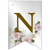 ウェルカムウェディングパーティーピンクフローラシルバーエレガント バンティングフラッグ (第3の旗)