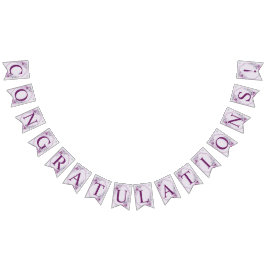 ウェルカムウェディングパーティーピンクフローラ紫 バンティングフラッグ