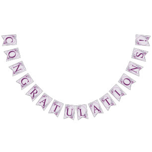 ウェルカムウェディングパーティーピンクフローラ紫 バンティングフラッグ