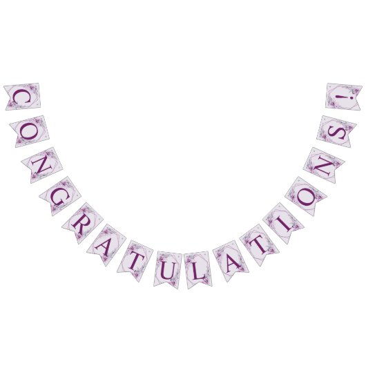 ウェルカムウェディングパーティーピンクフローラ紫 バンティングフラッグ (全)