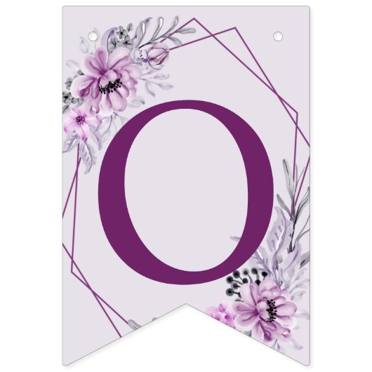 ウェルカムウェディングパーティーピンクフローラ紫 バンティングフラッグ (第2の旗)