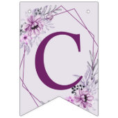 ウェルカムウェディングパーティーピンクフローラ紫 バンティングフラッグ (第1の旗)