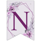 ウェルカムウェディングパーティーピンクフローラ紫 バンティングフラッグ (第3の旗)