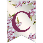 ウェルカムウェディングパーティーピンク白い花エレガント バンティングフラッグ (第1の旗)