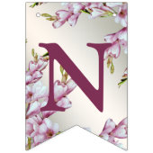 ウェルカムウェディングパーティーピンク白い花エレガント バンティングフラッグ (第3の旗)