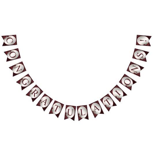 ウェルカムウェディングパーティーモノグラムレッドピンクの花 バンティングフラッグ (全)