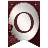 ウェルカムウェディングパーティーモノグラムレッドピンクの花 バンティングフラッグ (第2の旗)