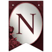 ウェルカムウェディングパーティーモノグラムレッドピンクの花 バンティングフラッグ (第3の旗)