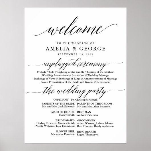 ウェルカムウェディングプログラムのサイン ポスター (正面)