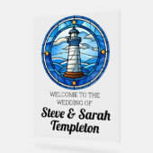 ウェルカムウェディングレセプションサインライトハ航海のウス アクリルサイン (傾斜)