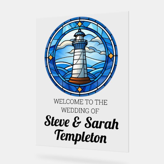 ウェルカムウェディングレセプションサインライトハ航海のウス アクリルサイン (傾斜)