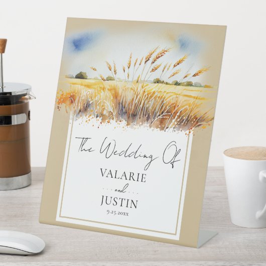 ウェルカムウォーターカラーウィートフローラウェスタン結婚ズ 台座サイン (インサイチュ)