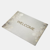 ウェルカムウォーターカラーゴールデンユーカリの葉の光沢 ドアマット (アングル)