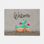 ウェルカムウォーターカラーサウスウェスト開花サボテン ドアマット (正面)