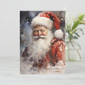 ウェルカムウォーターカラーサンタクロースが微笑み シーズンカード (スタンド正面)