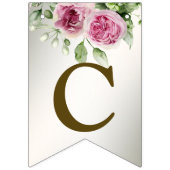 ウェルカムウォーターカラーピンクフローラフレームシャイニーパーティー バンティングフラッグ (第1の旗)