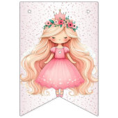 ウェルカムウォーターカラーピンクプリンセス誕生日パーティー バンティングフラッグ (第2の旗)