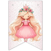 ウェルカムウォーターカラーピンクプリンセス誕生日パーティー バンティングフラッグ (第3の旗)