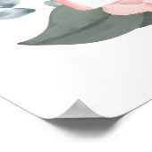 ウェルカムウォーターカラーフローラバラ&葉フレーム ポスター (角)