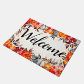 ウェルカムウォーターカラー秋パンプキンズ  ドアマット (アングル)