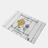 ウェルカムウォーターカラー素朴ファームハウスブーツフラワーズ  ドアマット (アングル)