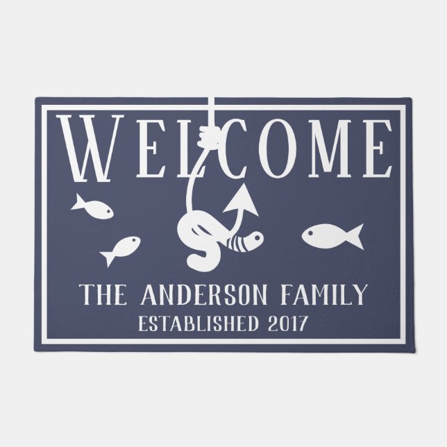 ウェルカムウォームオンアフック&フィッシュレイクハウス ドアマット (正面)