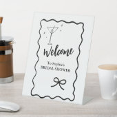 ウェルカムエレガントペデスタル波状レトロブライダルシャワー 台座サイン (インサイチュ)