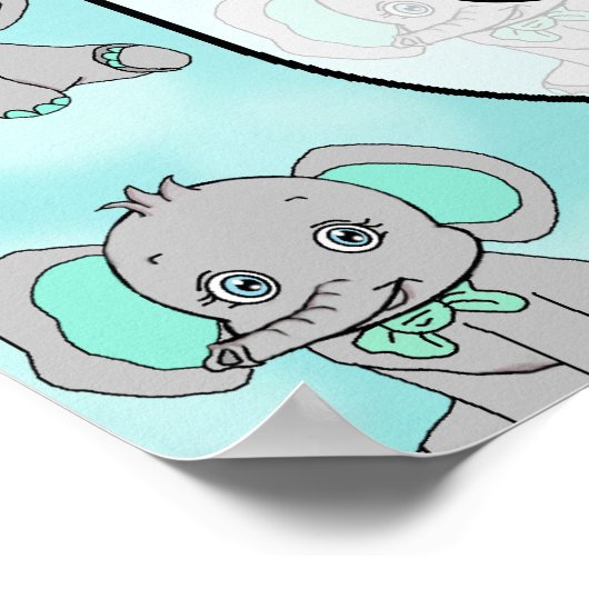 ウェルカムエレファントをテーマにした赤ちゃんシャワーのバナー ポスター (角)