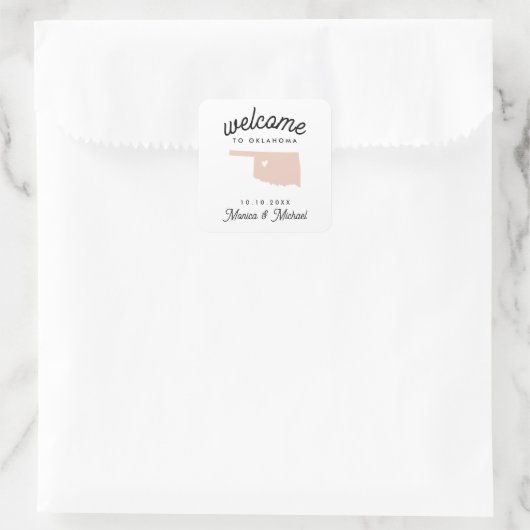 ウェルカムオクラホマデスティネーションウェディング任意の色 スクエアシール (バッグ)