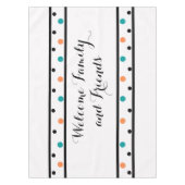 ウェルカムオレンジティール（緑がかった色）水玉模様 テーブルクロス (正面)